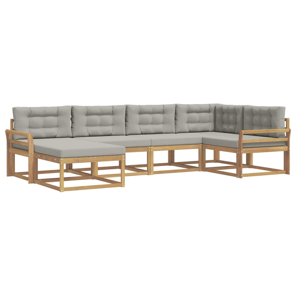 Outdoor-Sofagarnitur 5 pcs Weiß und Hellgrau Polyester