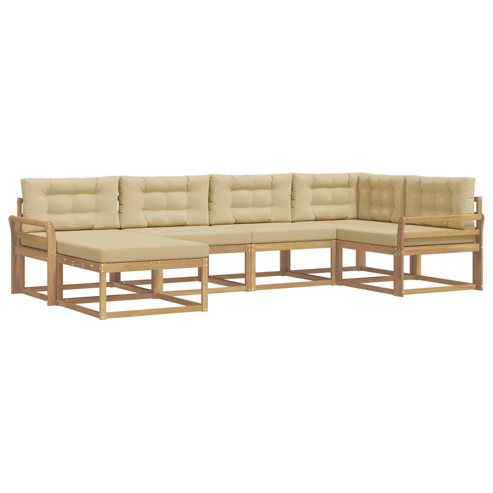 Outdoor-Sofagarnitur mit Kissen 5 pcs Weiß und Beige Polyester