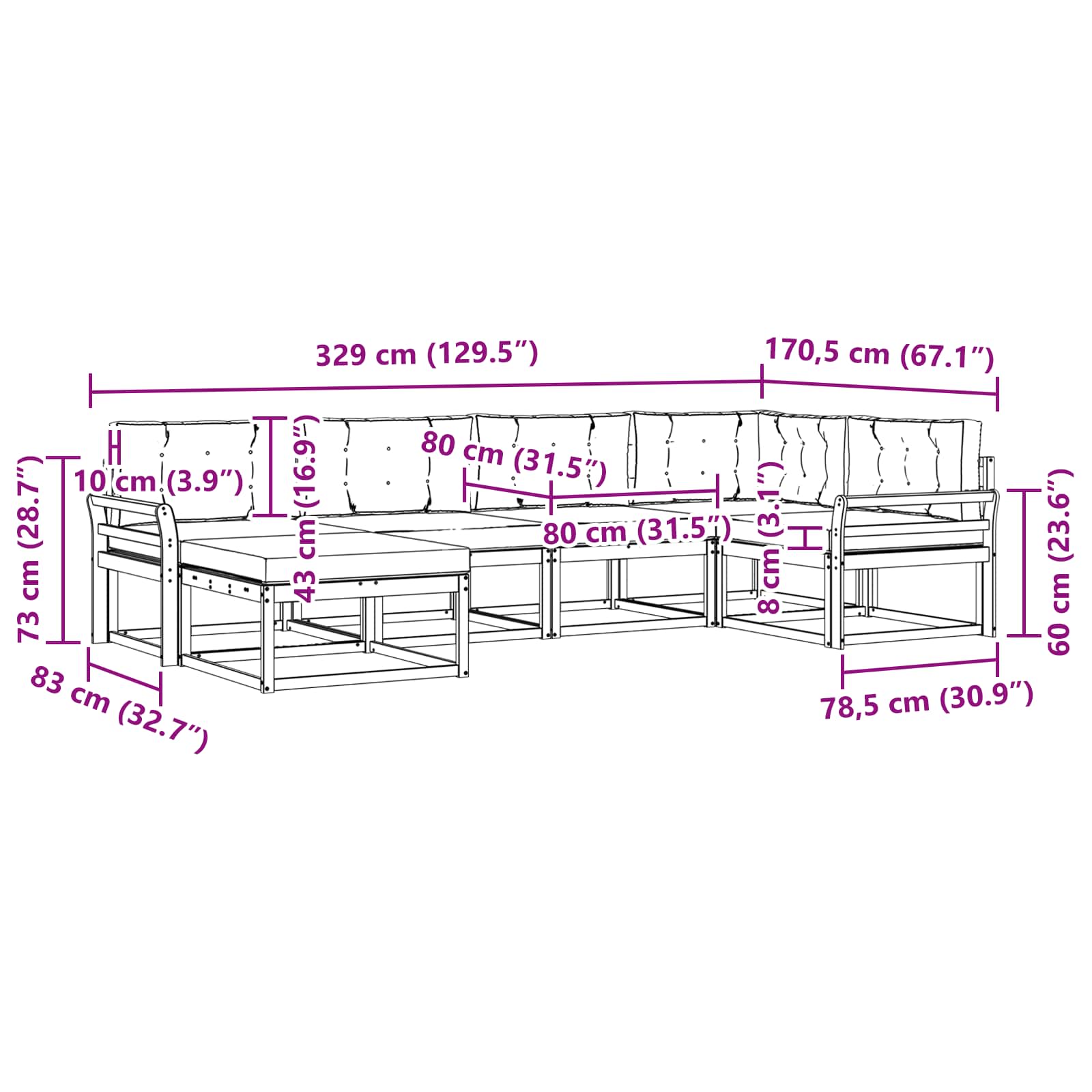 Outdoor-Sofagarnitur mit Kissen 5 pcs Weiß und Beige Polyester