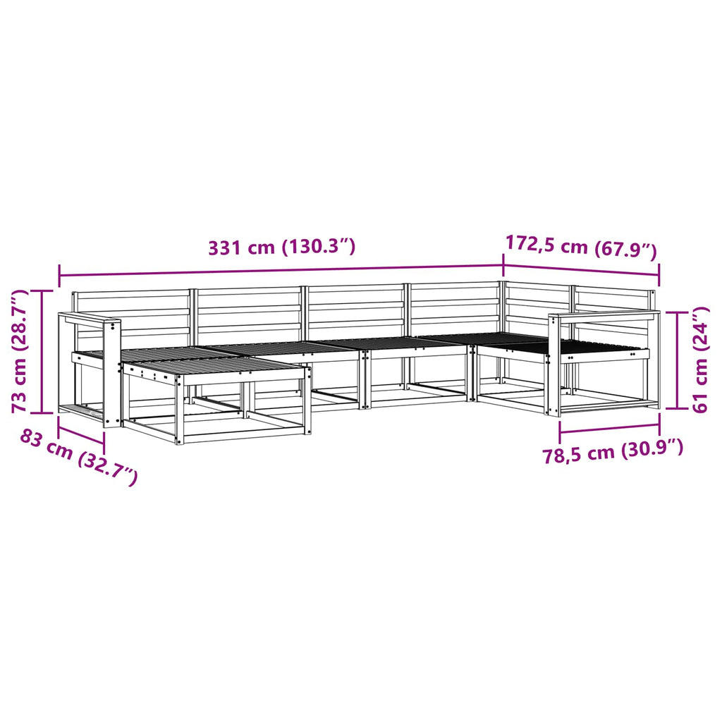 Outdoor-Sofagarnitur 6 pcs Weiß 331 x 172,5 x 73 cm