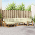 Outdoor-Sofagarnitur mit Kissen 5 pcs Weiß und Creme Polyester