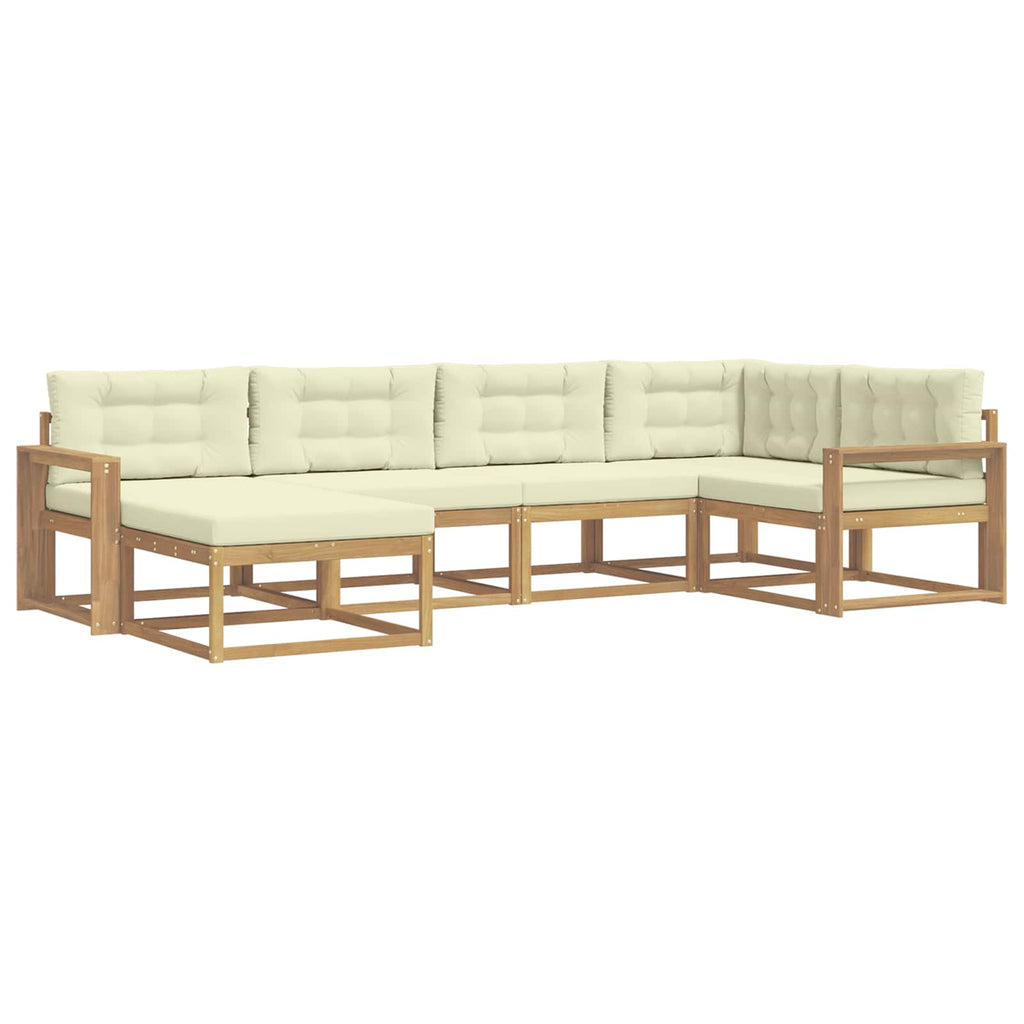 Outdoor-Sofagarnitur mit Kissen 5 pcs Weiß und Creme Polyester