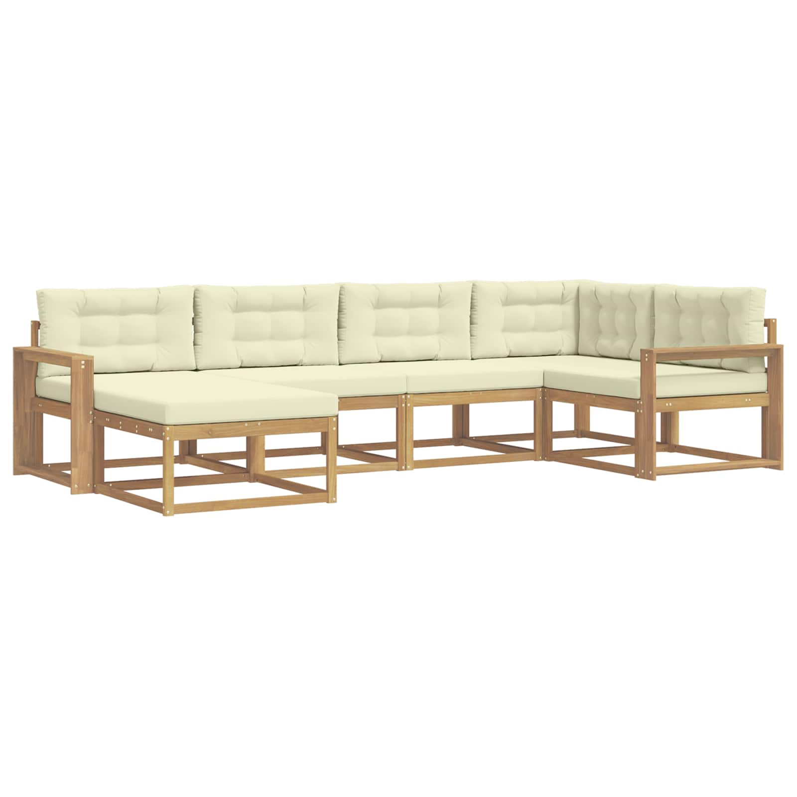 Outdoor-Sofagarnitur mit Kissen 5 pcs Weiß und Creme Polyester