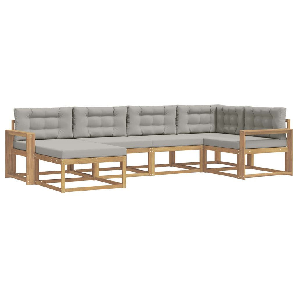 Outdoor-Sofagarnitur 5 pcs Weiß und Hellgrau Polyester