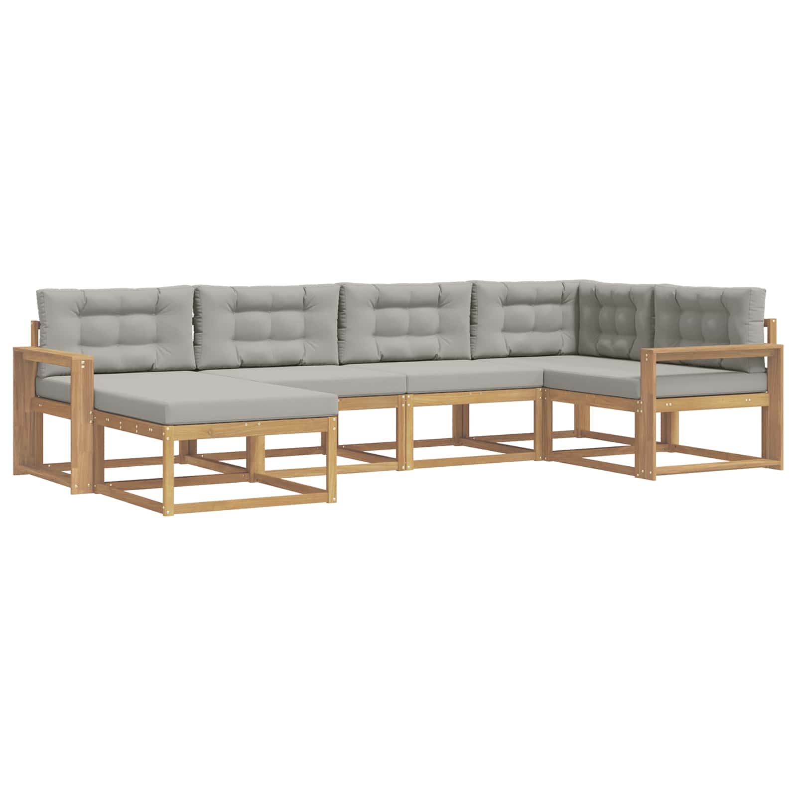 Outdoor-Sofagarnitur 5 pcs Weiß und Hellgrau Polyester