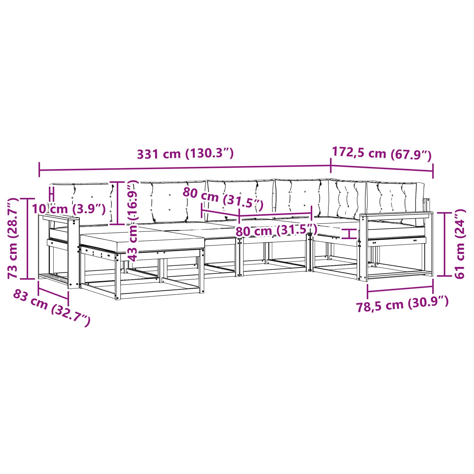Outdoor-Sofagarnitur 5 pcs Weiß und Anthrazit Polyester