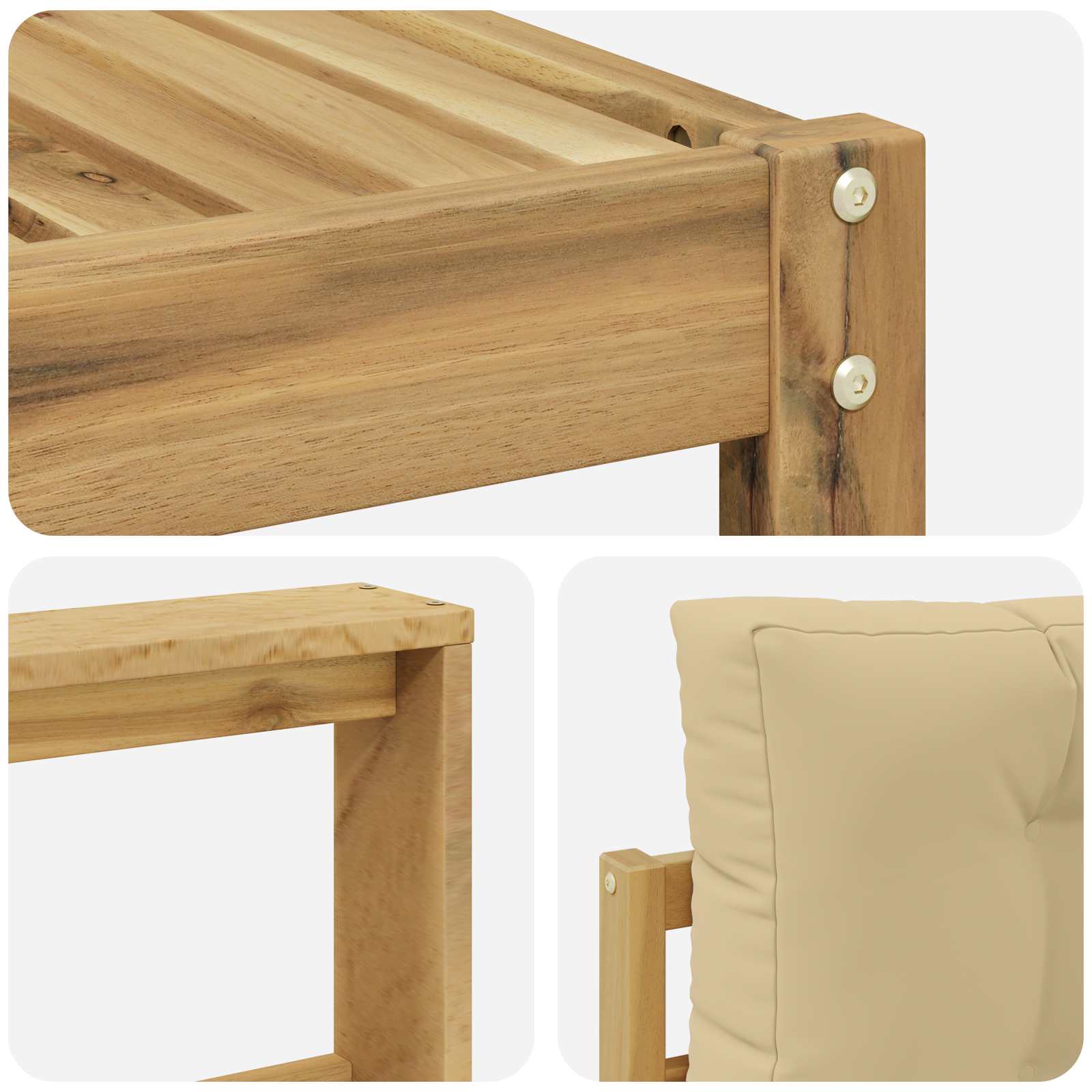 Outdoor-Sofagarnitur mit Kissen 5 pcs Weiß und Beige Polyester