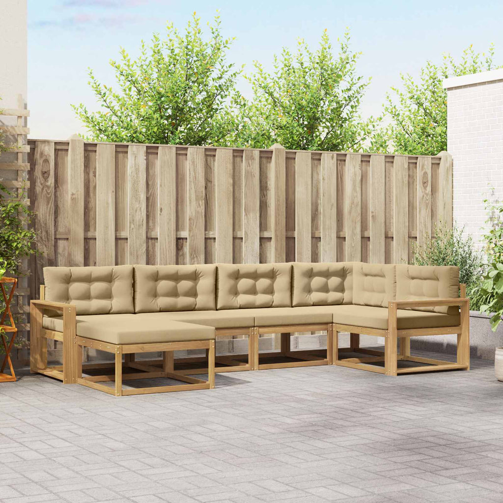 Outdoor-Sofagarnitur mit Kissen 5 pcs Weiß und Beige Polyester