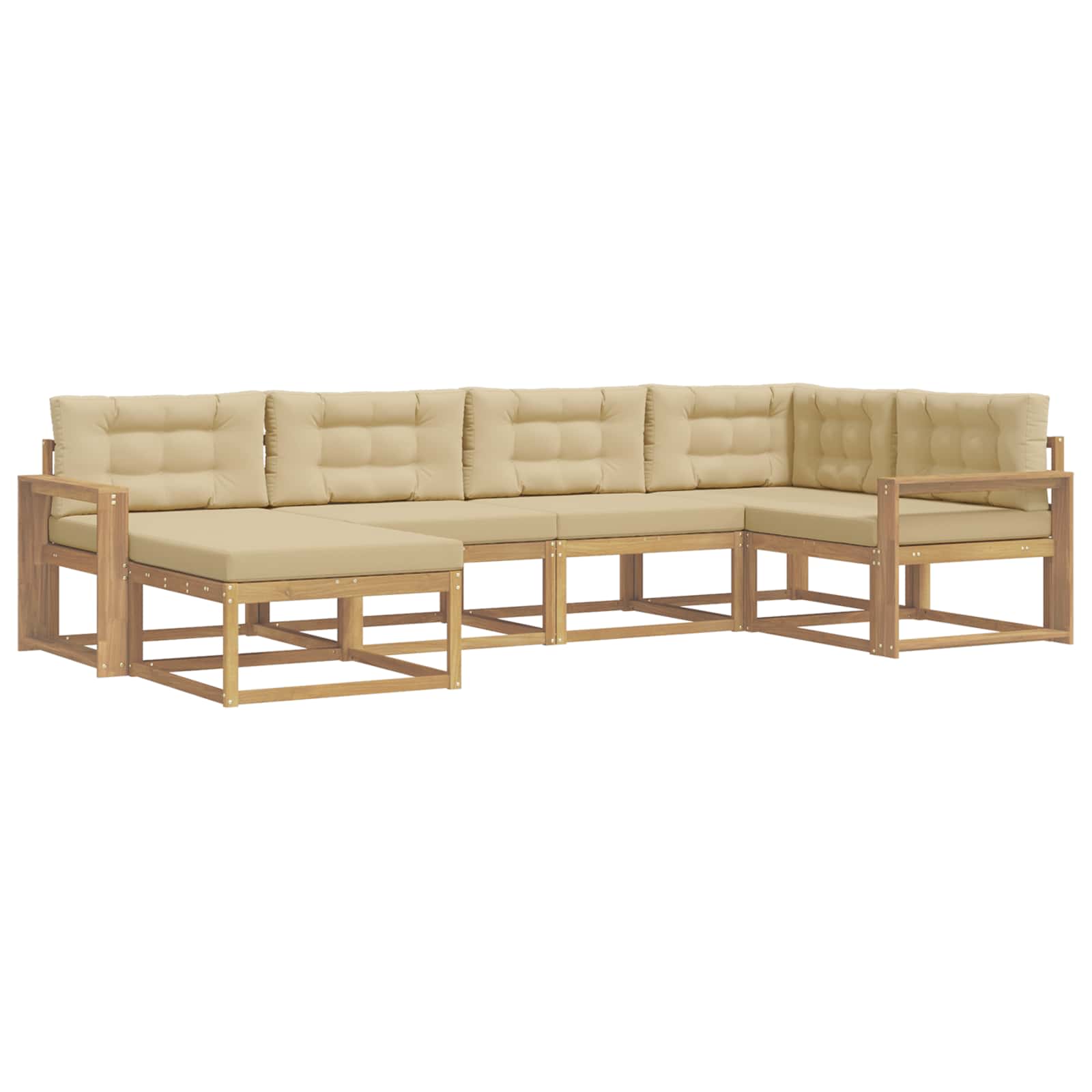 Outdoor-Sofagarnitur mit Kissen 5 pcs Weiß und Beige Polyester