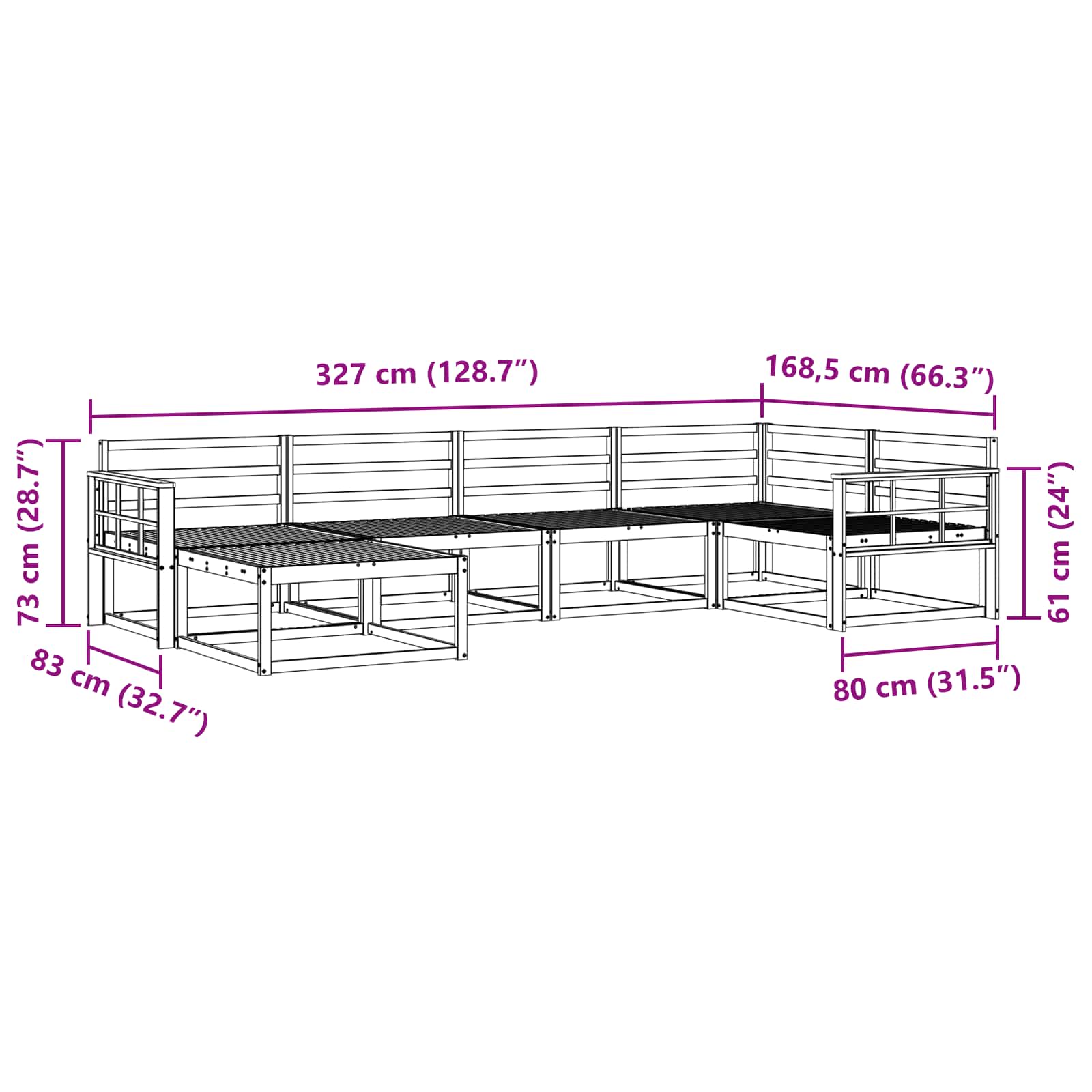 Outdoor-Sofagarnitur 6 pcs Weiß Massivholz Akazie