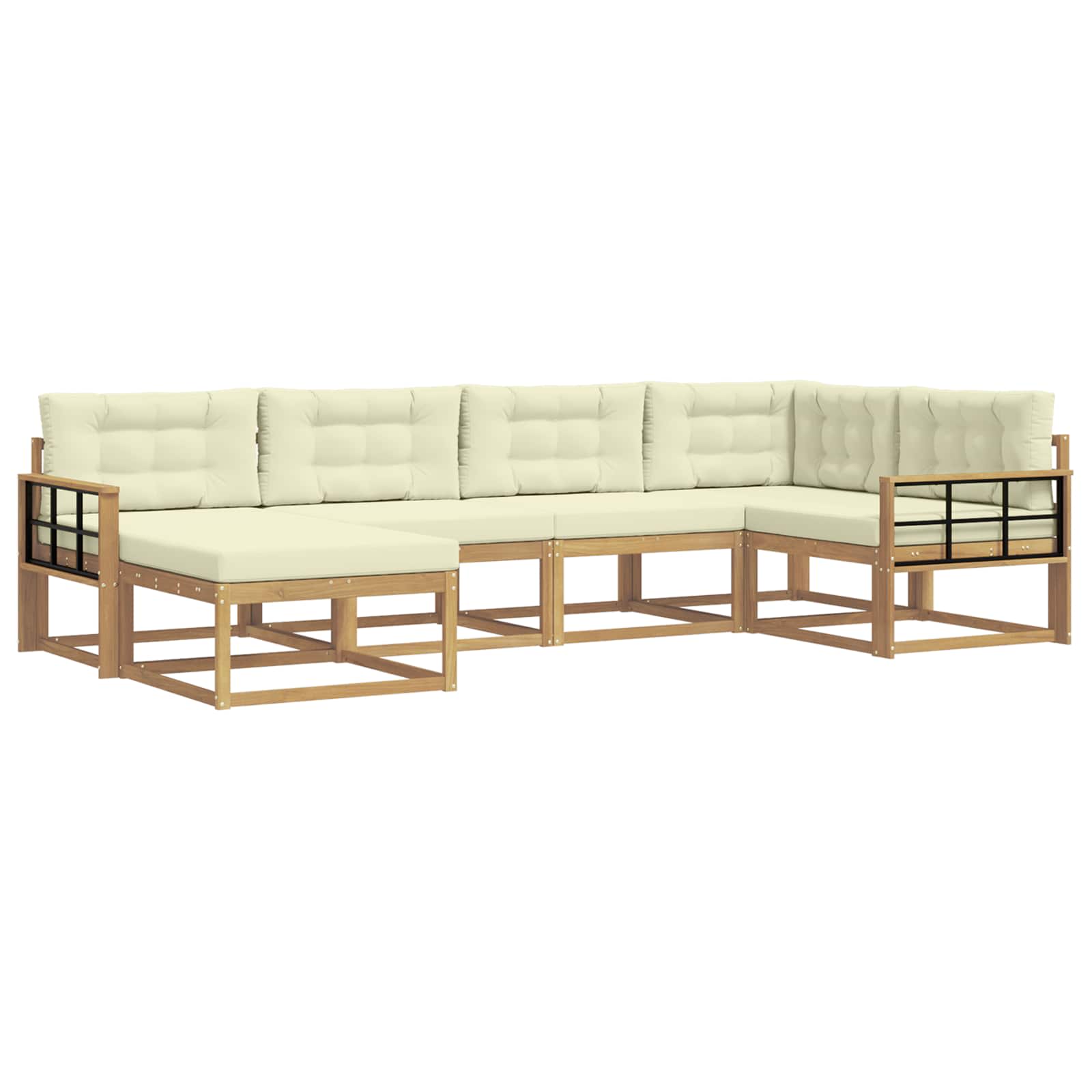 Outdoor-Sofagarnitur mit Kissen 5 pcs Weiß und Creme Polyester
