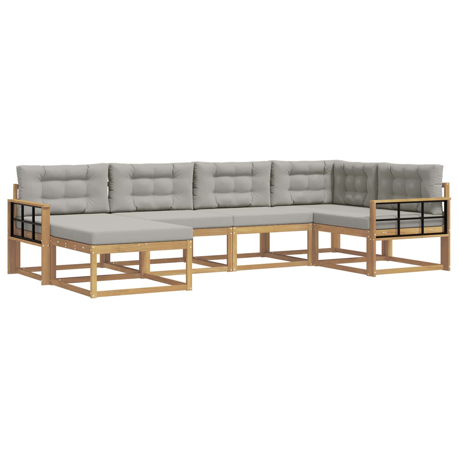 Outdoor-Sofagarnitur 5 pcs Weiß und Hellgrau Polyester