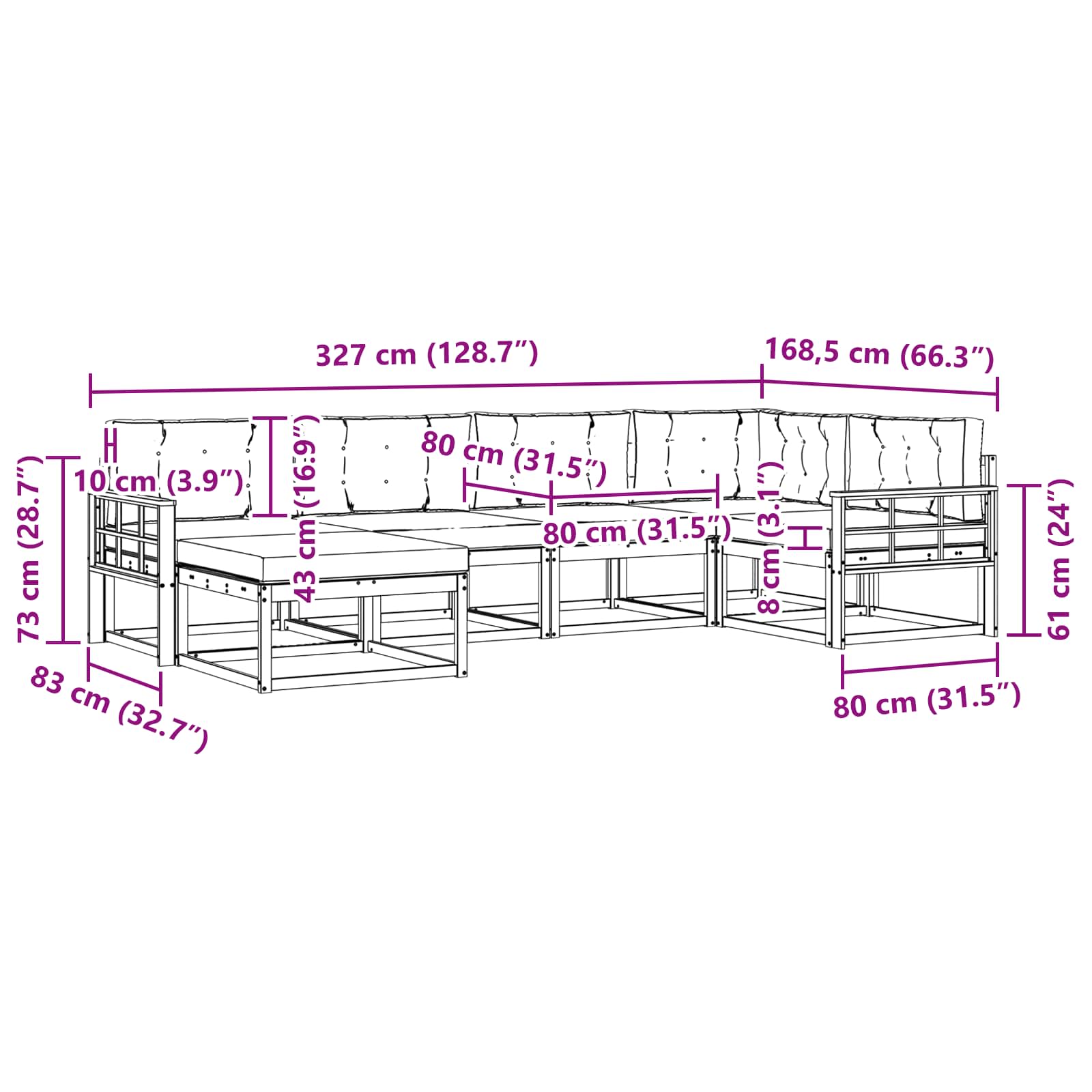 Outdoor-Sofagarnitur 5 pcs Weiß und Hellgrau Polyester