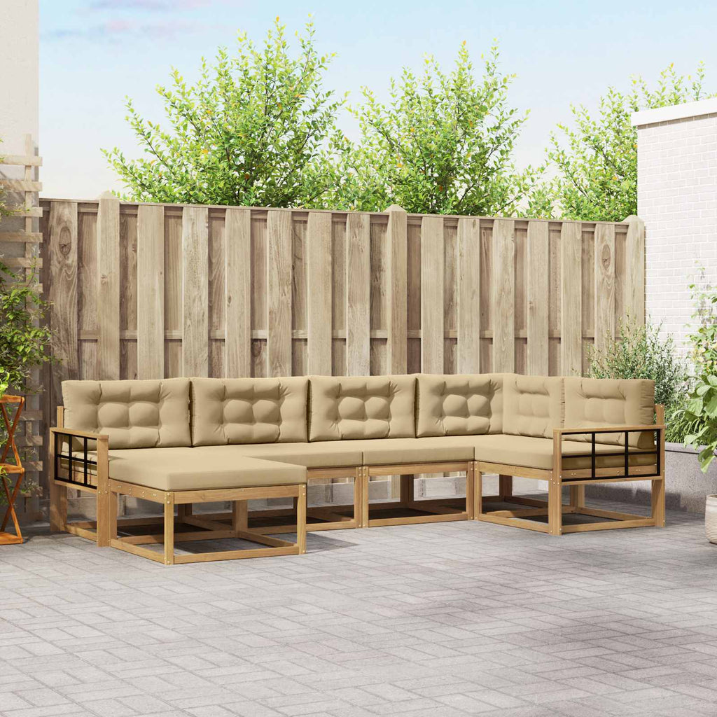 Outdoor-Sofagarnitur mit Kissen 5 pcs Weiß und Beige Polyester