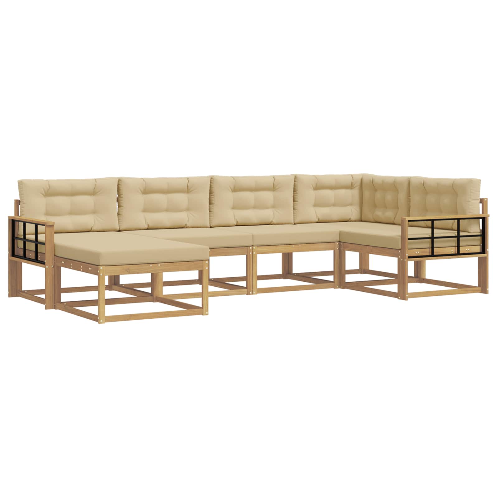 Outdoor-Sofagarnitur mit Kissen 5 pcs Weiß und Beige Polyester