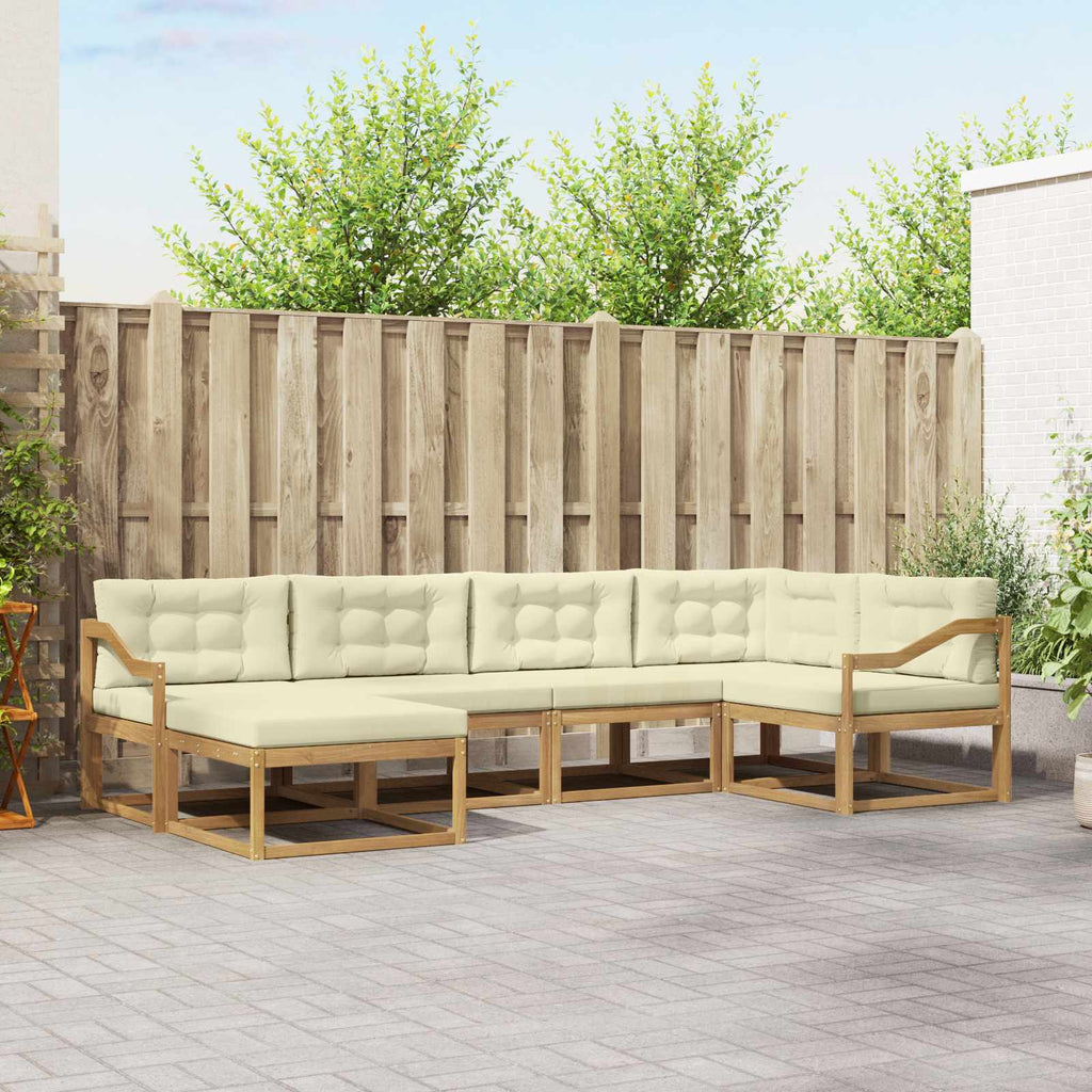 Outdoor-Sofagarnitur mit Kissen 5 pcs Weiß und Creme Polyester
