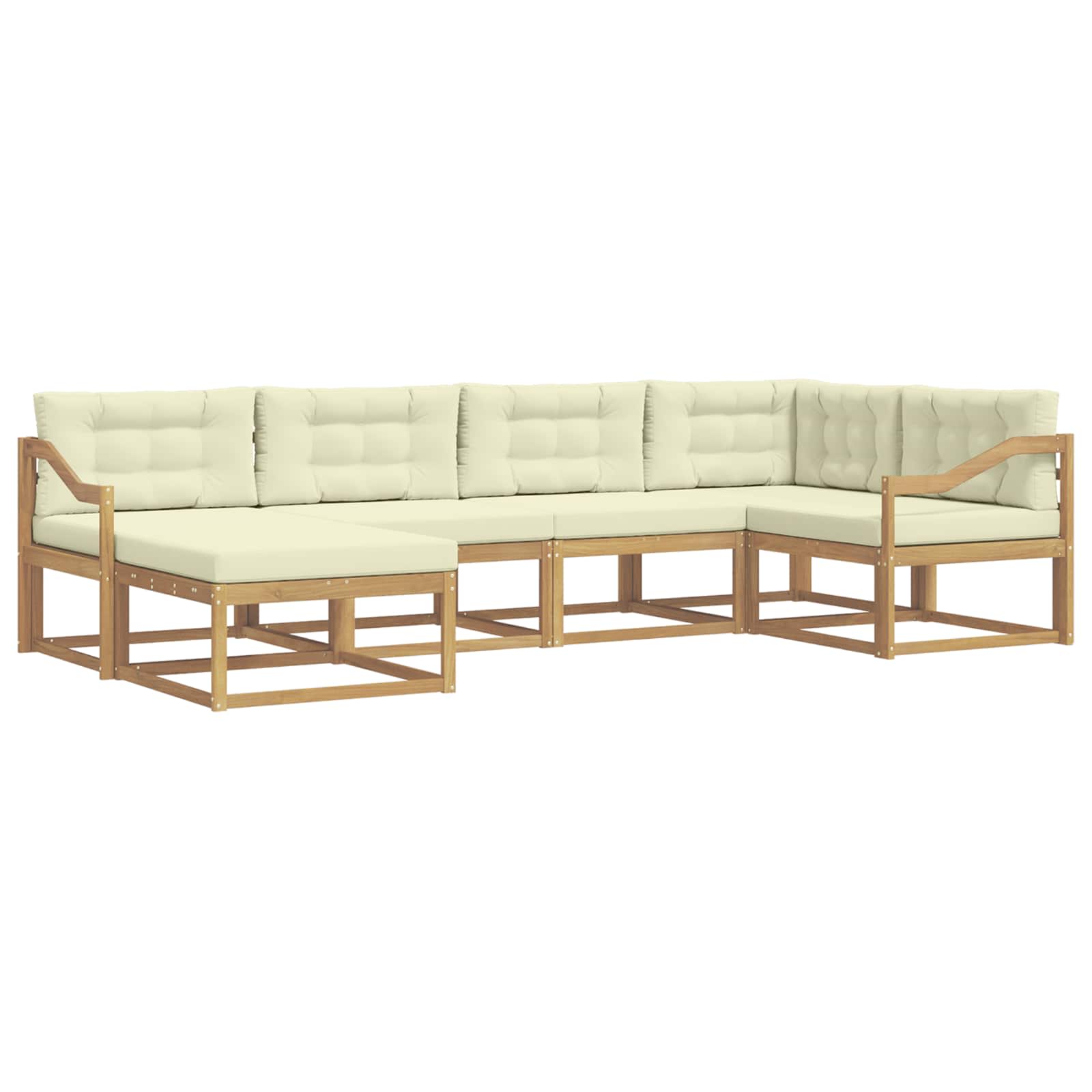 Outdoor-Sofagarnitur mit Kissen 5 pcs Weiß und Creme Polyester