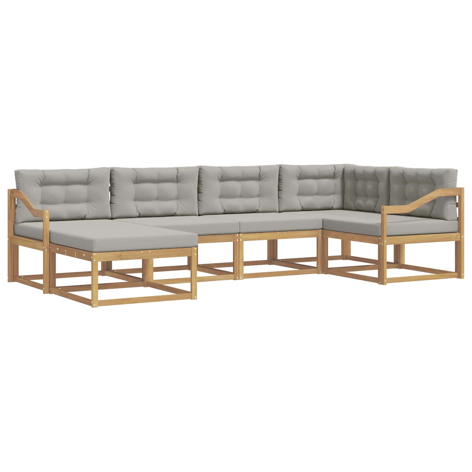 Outdoor-Sofagarnitur 5 pcs Weiß und Hellgrau Polyester