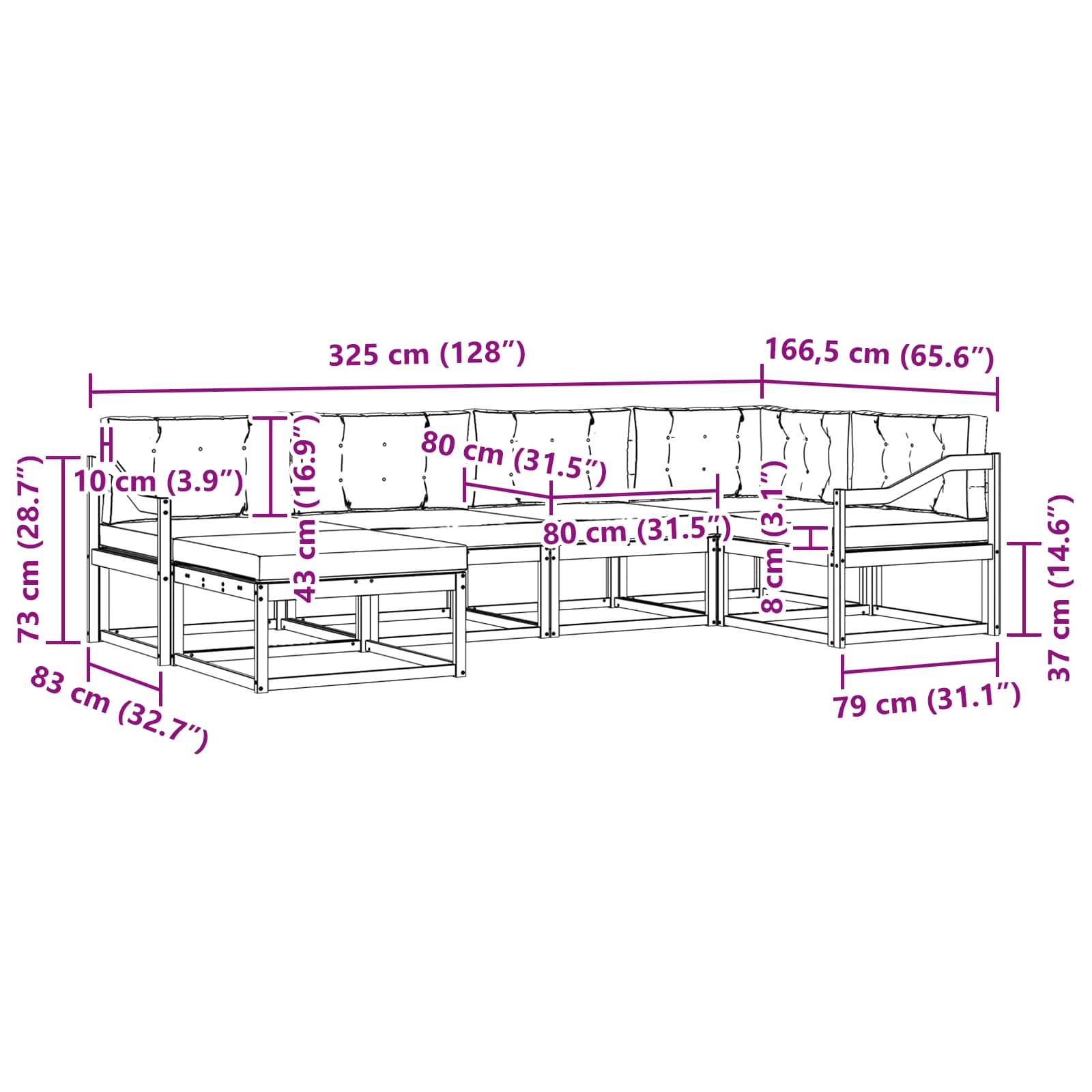Outdoor-Sofagarnitur 5 pcs Weiß und Anthrazit Polyester
