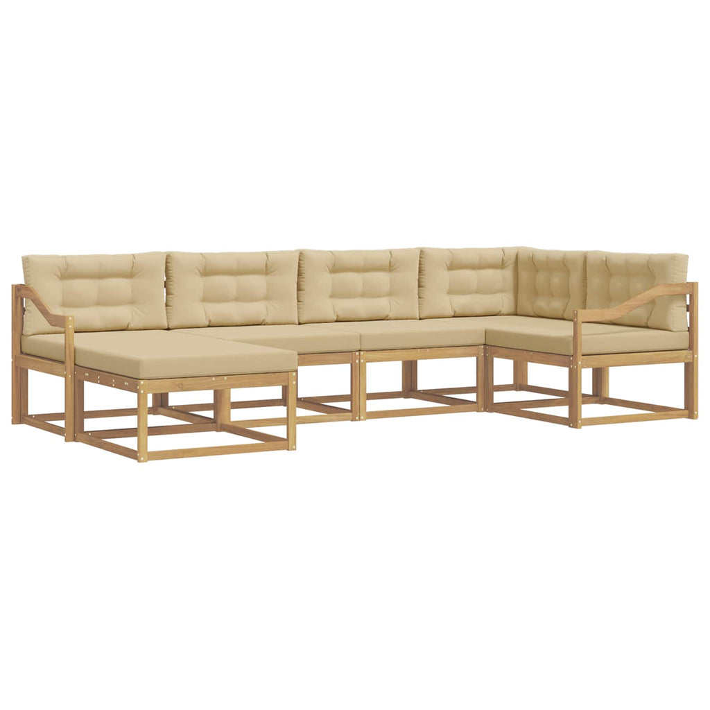 Outdoor-Sofagarnitur mit Kissen 5 pcs Weiß und Beige Polyester