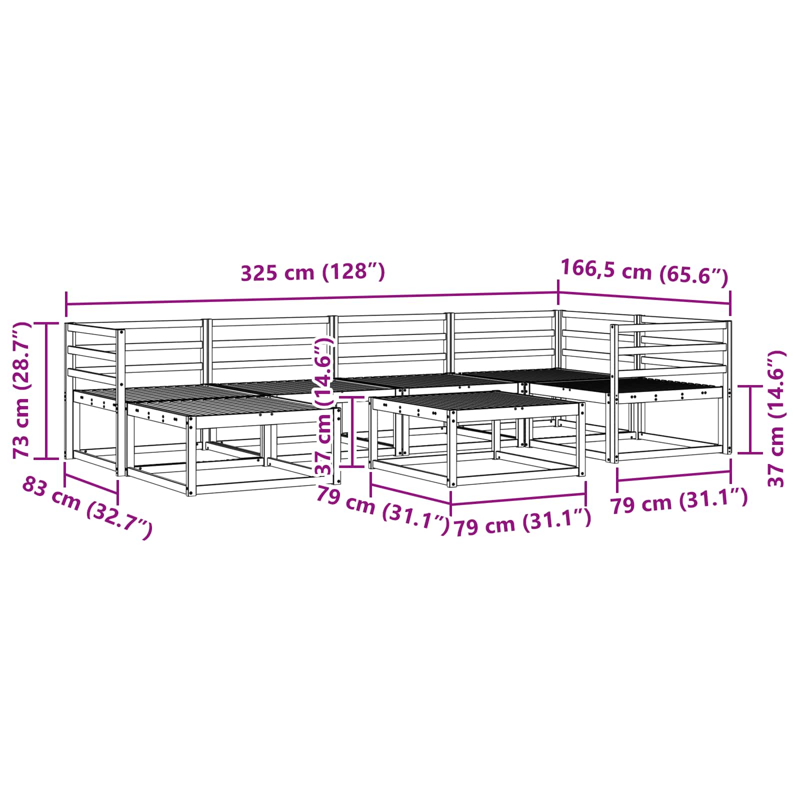 Outdoor-Sofagarnitur 7 pcs Weiß Massivholz Akazie