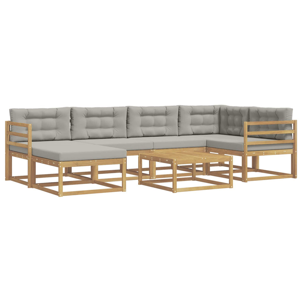 Outdoor-Sofagarnitur 7 pcs Weiß und Hellgrau
