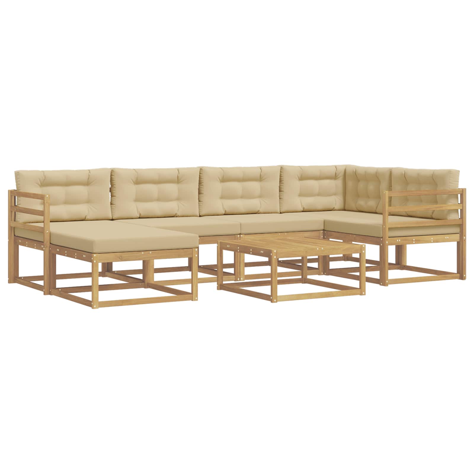 Outdoor-Sofagarnitur 7 pcs Weiß und Beige