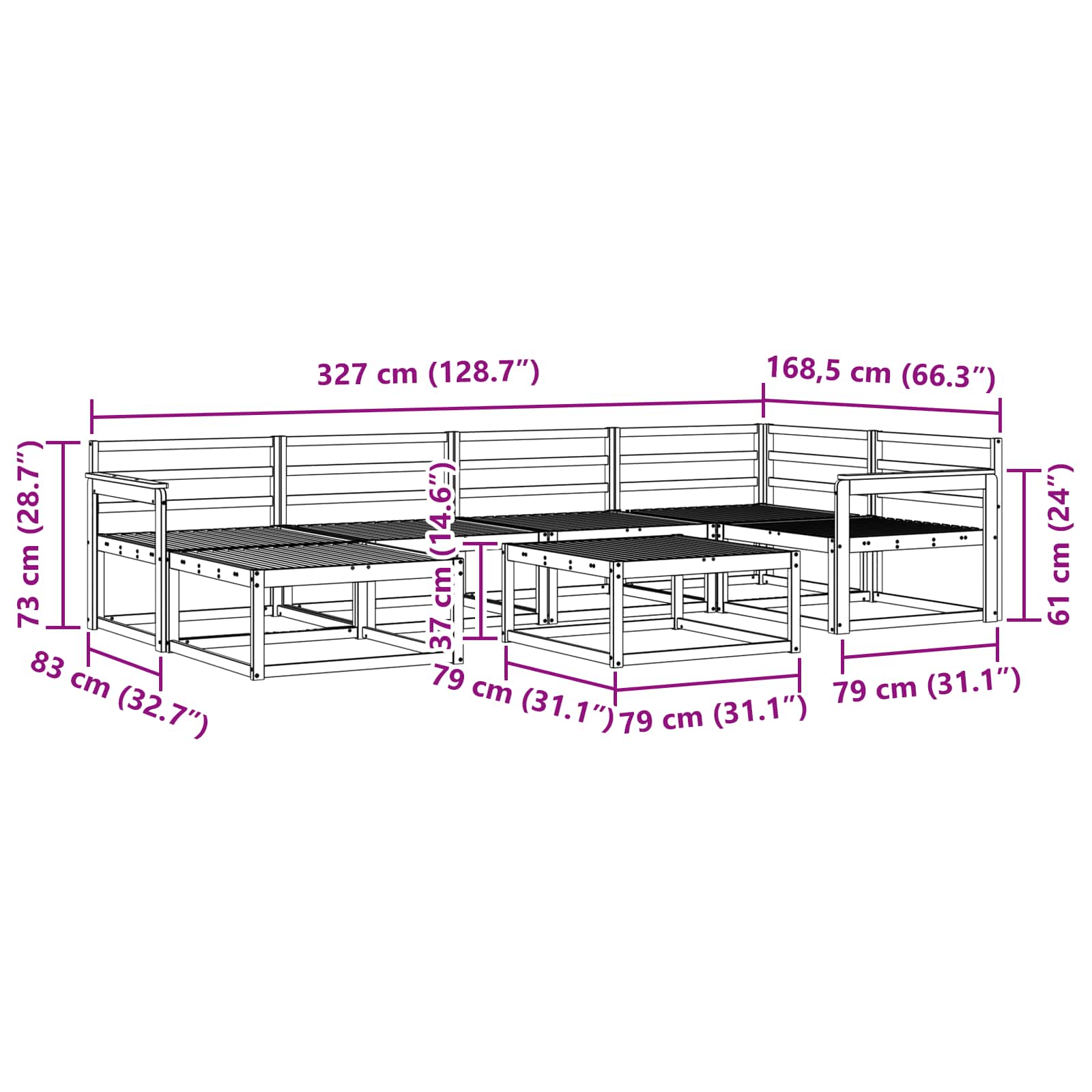 Outdoor-Sofagarnitur 7 pcs Weiß Massivholz Akazie