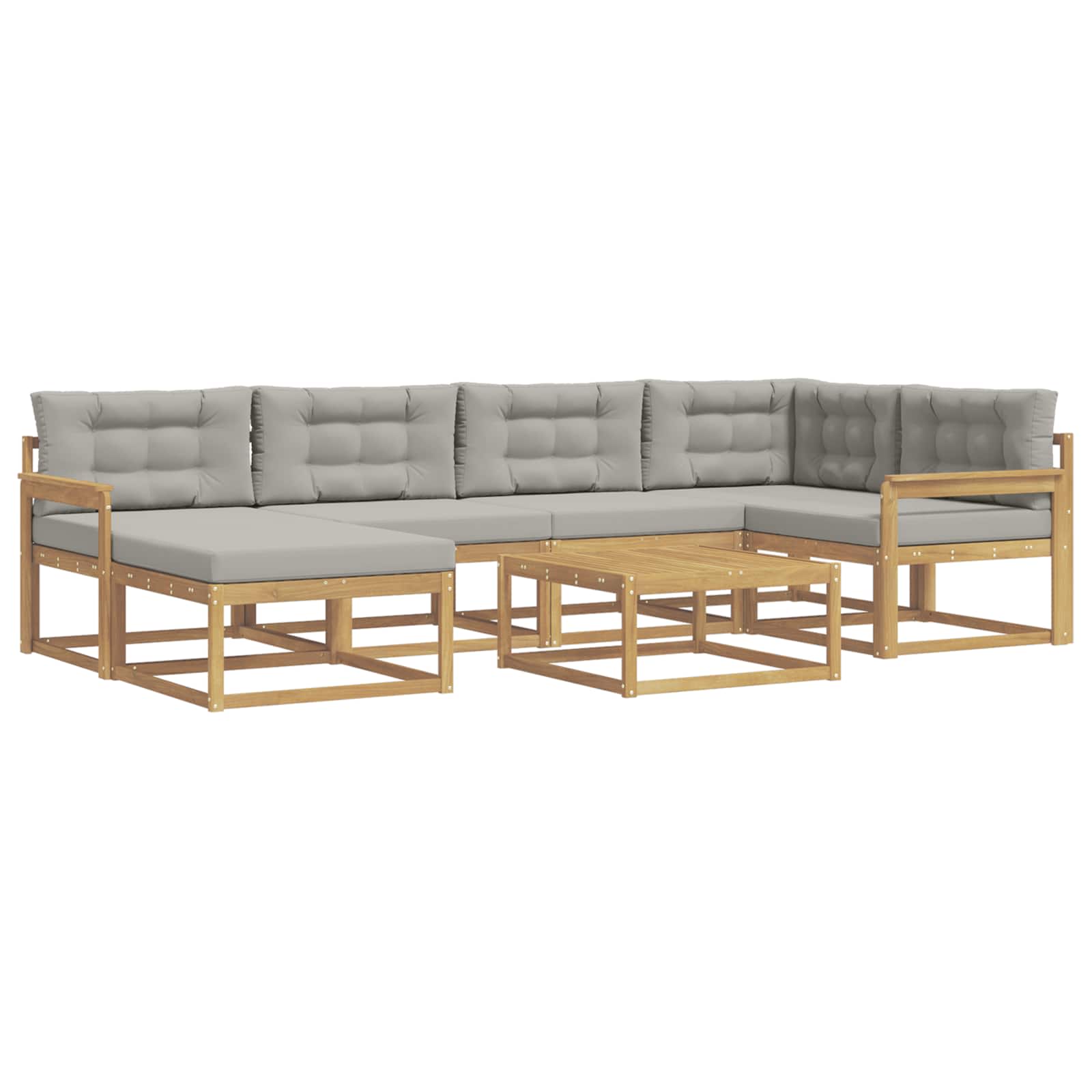 Outdoor-Sofagarnitur 7 pcs Weiß und Hellgrau