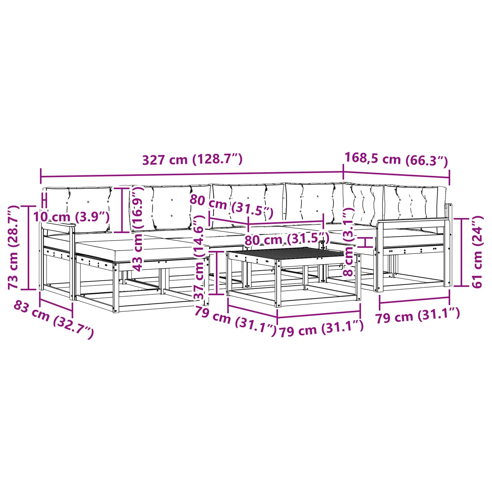 Outdoor-Sofagarnitur 7 pcs Weiß und Anthrazit