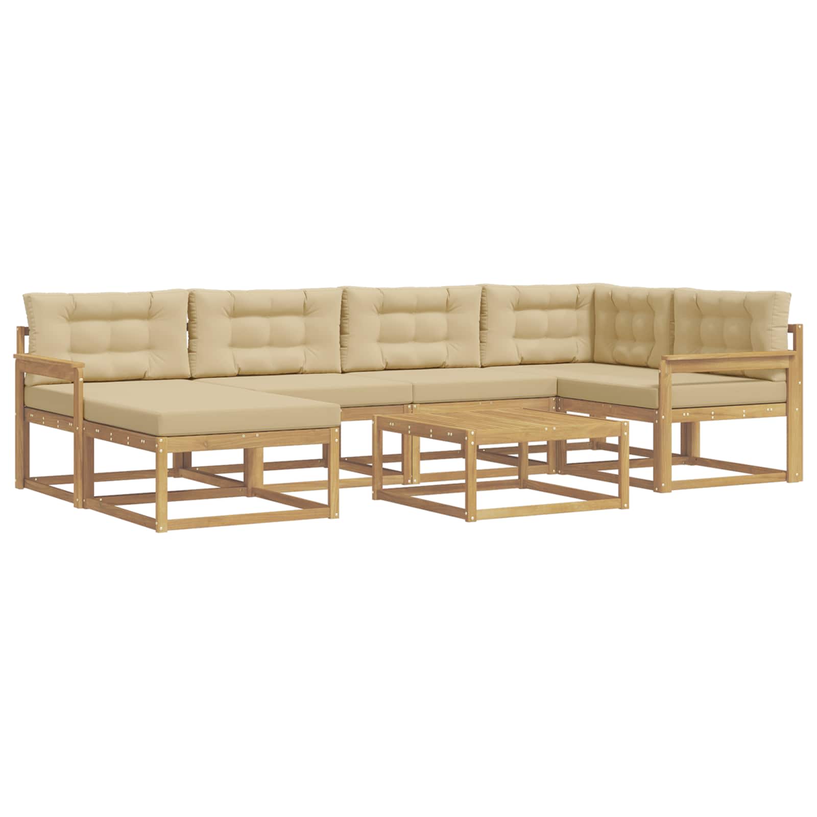Outdoor-Sofagarnitur 7 pcs Weiß und Beige