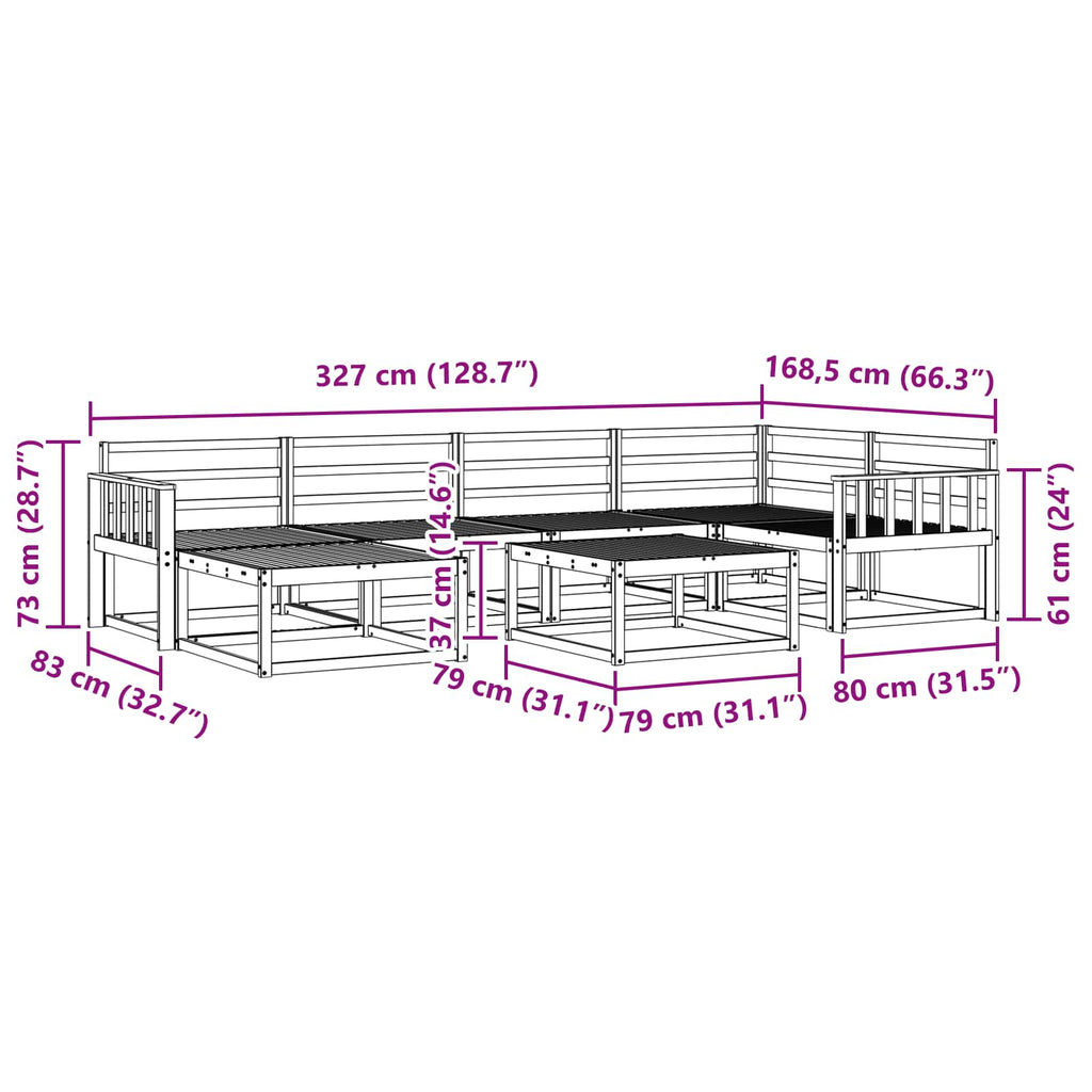 Outdoor-Sofagarnitur 7 pcs Weiß Massivholz Akazie