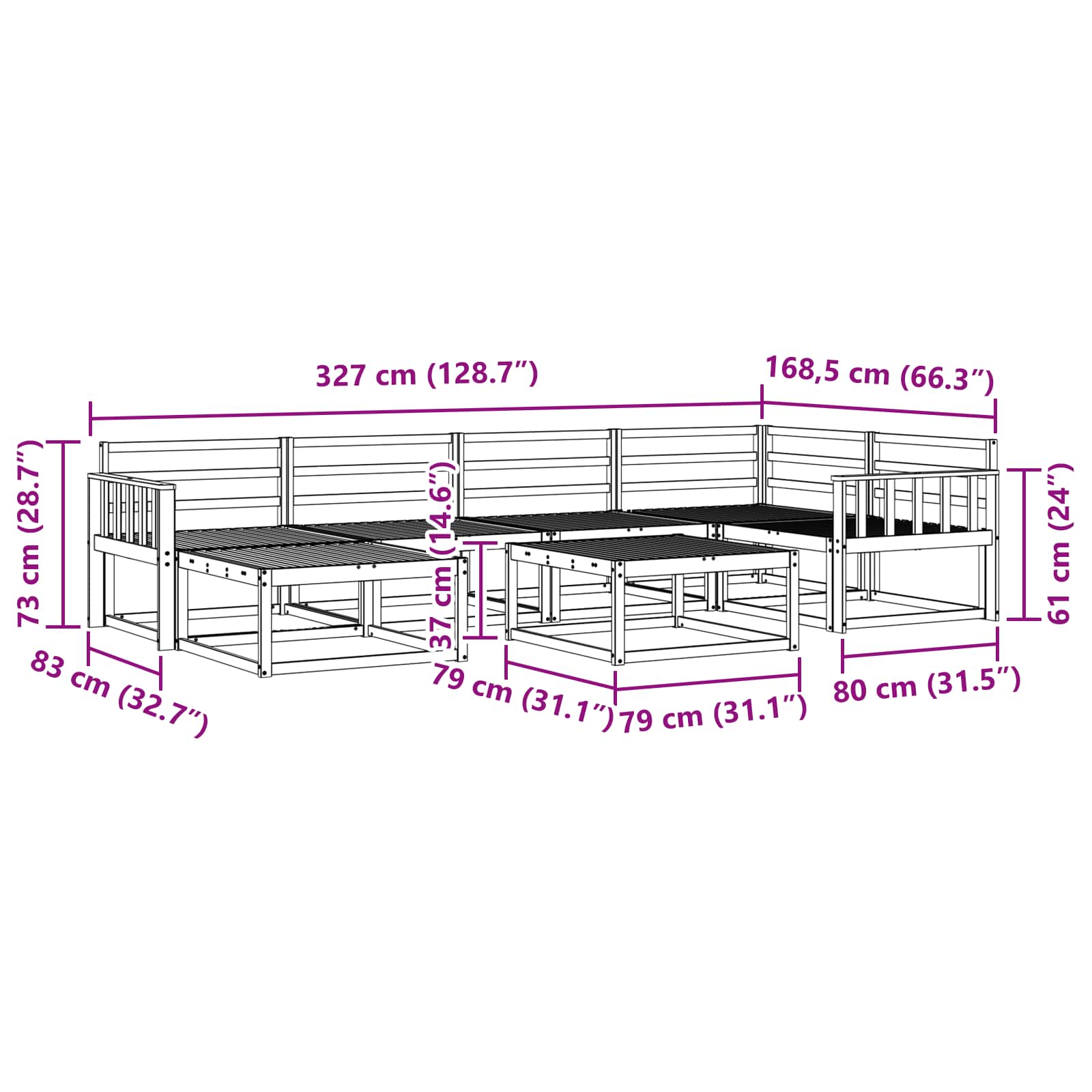 Outdoor-Sofagarnitur 7 pcs Weiß Massivholz Akazie