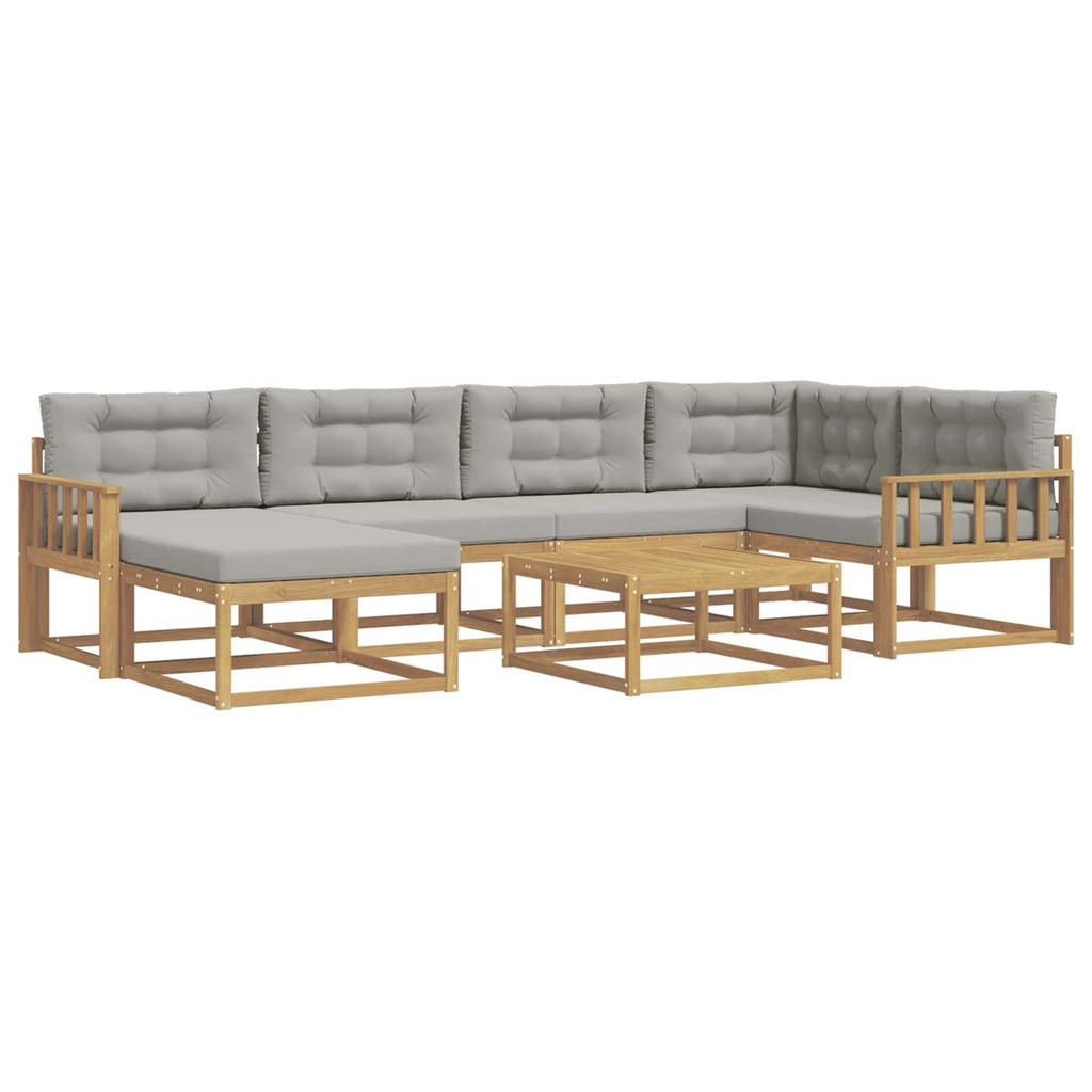 Outdoor-Sofagarnitur 7 pcs Weiß und Hellgrau