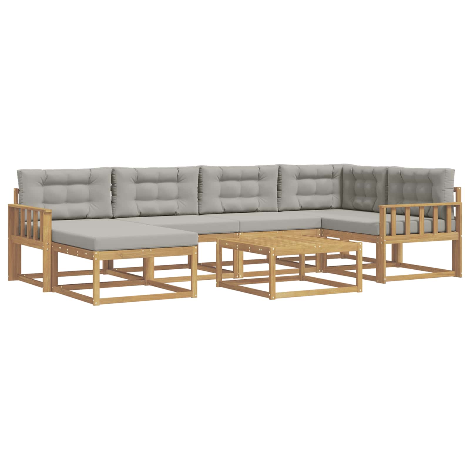 Outdoor-Sofagarnitur 7 pcs Weiß und Hellgrau