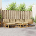 Outdoor-Sofagarnitur 7 pcs Weiß und Beige
