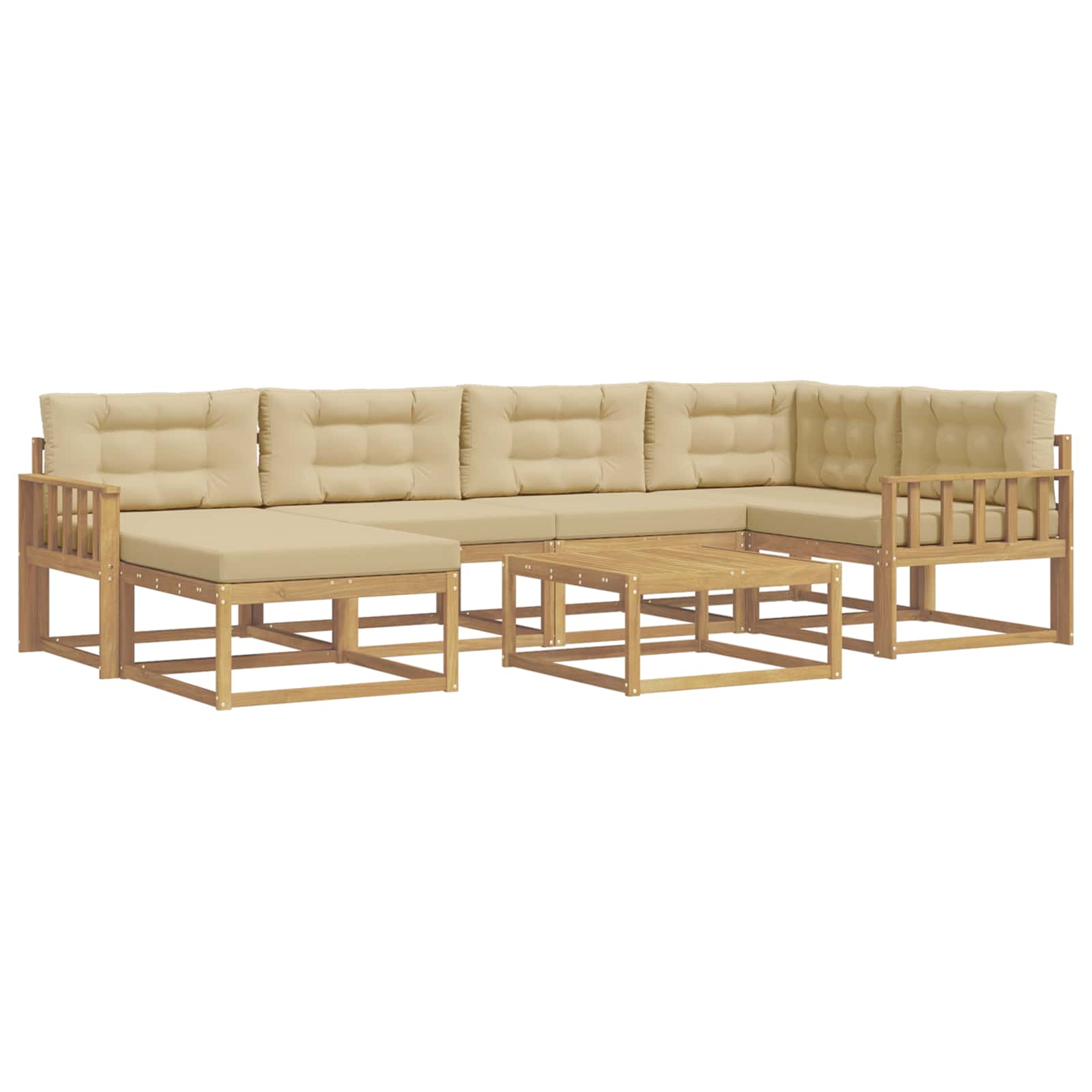 Outdoor-Sofagarnitur 7 pcs Weiß und Beige