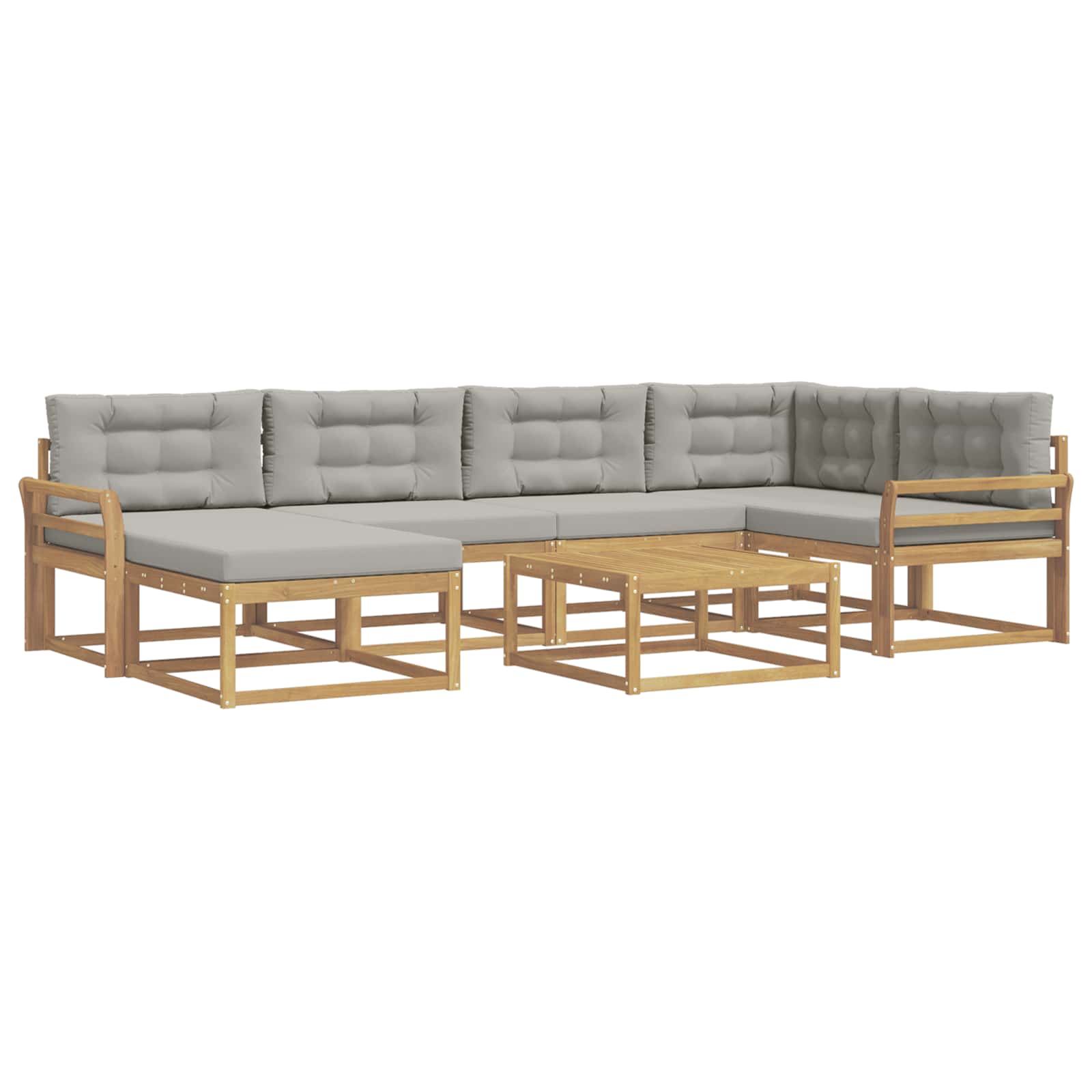 Outdoor-Sofagarnitur 7 pcs Weiß und Hellgrau
