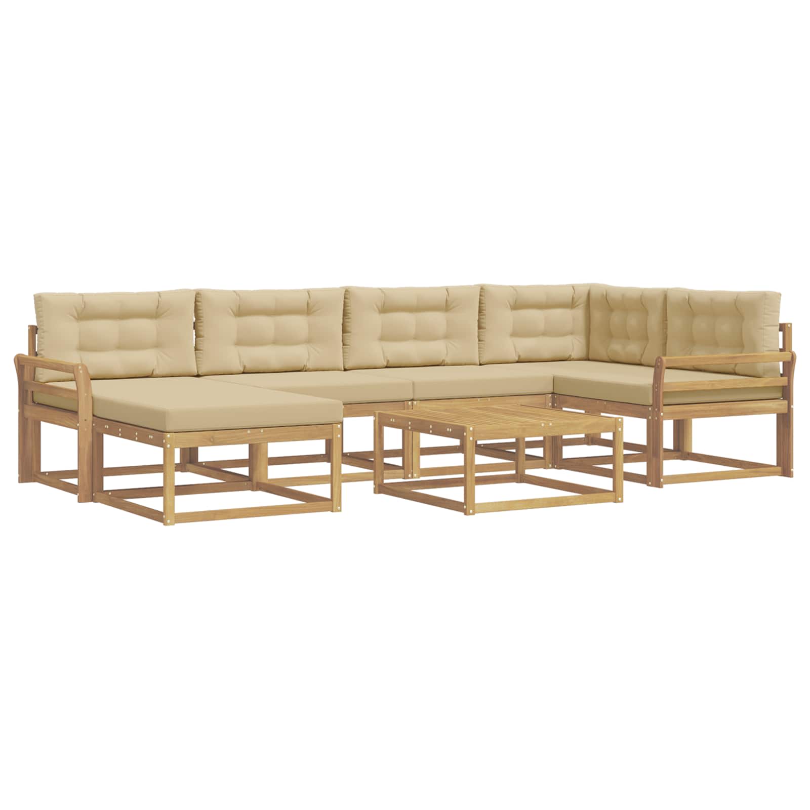 Outdoor-Sofagarnitur 7 pcs Weiß und Beige