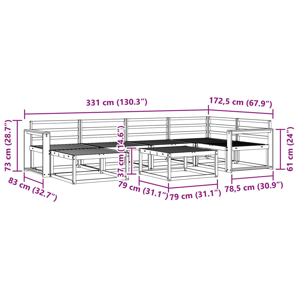 Outdoor-Sofagarnitur 7 pcs Weiß Massivholz Akazie