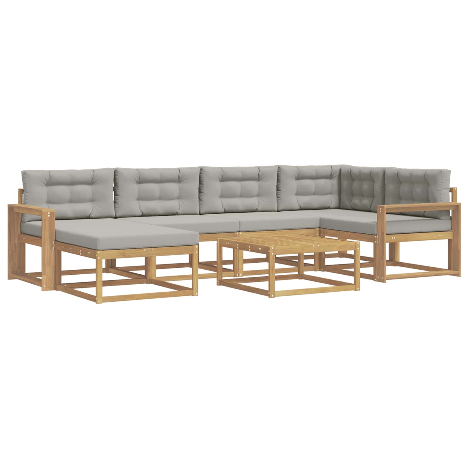Outdoor-Sofagarnitur 7 pcs Weiß und Hellgrau