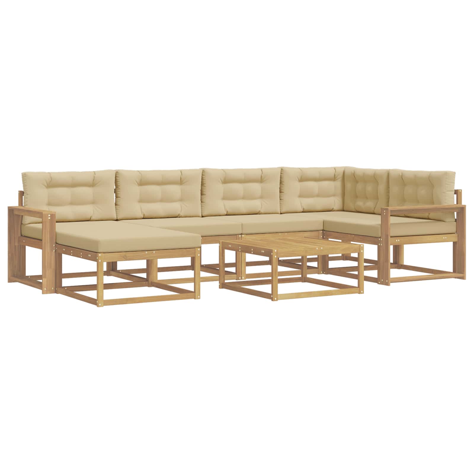 Outdoor-Sofagarnitur 7 pcs Weiß und Beige