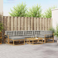 Outdoor-Sofagarnitur 7 pcs Weiß und Hellgrau