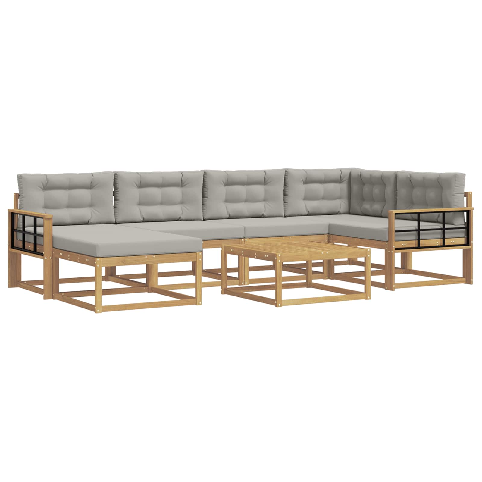 Outdoor-Sofagarnitur 7 pcs Weiß und Hellgrau