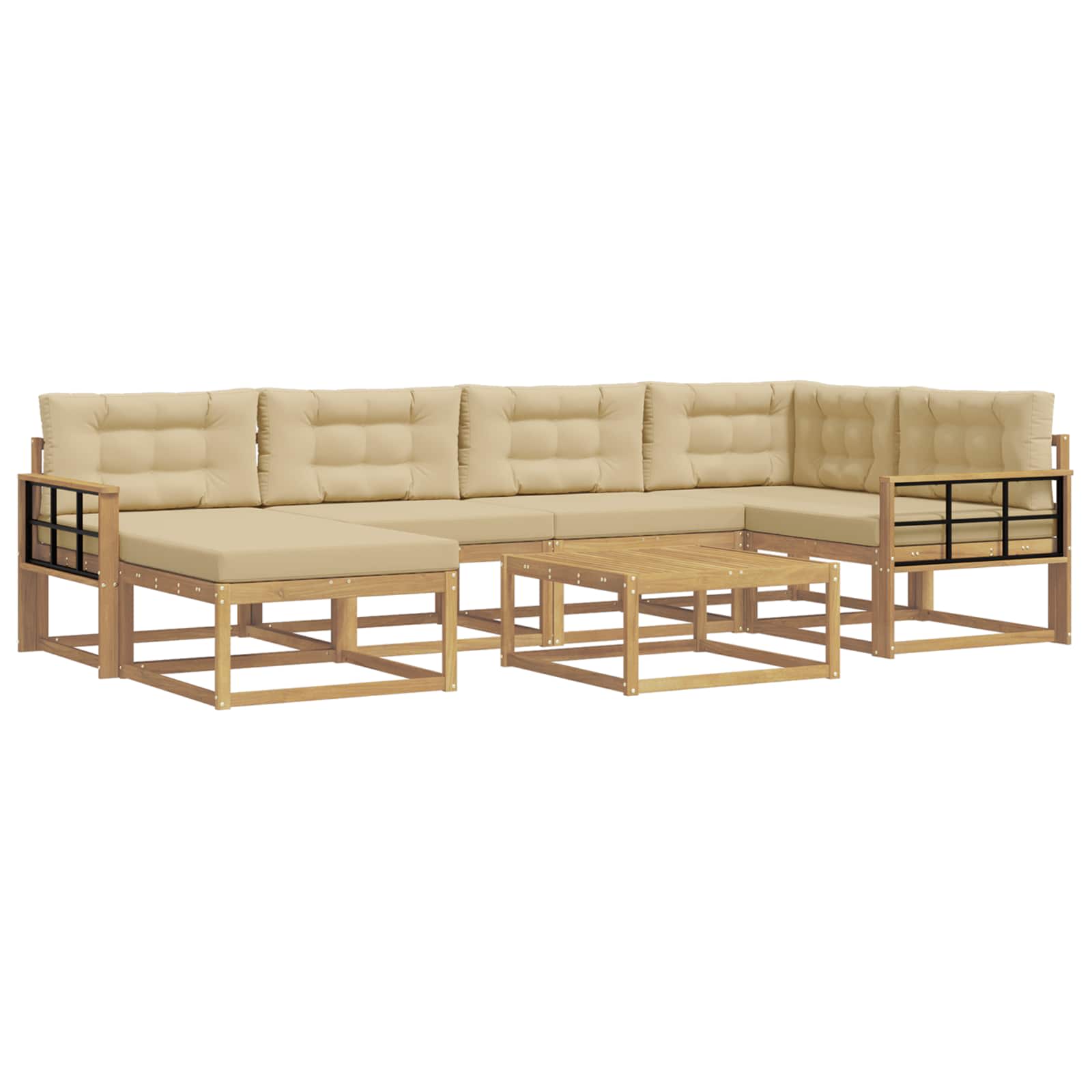 Outdoor-Sofagarnitur 7 pcs Weiß und Beige
