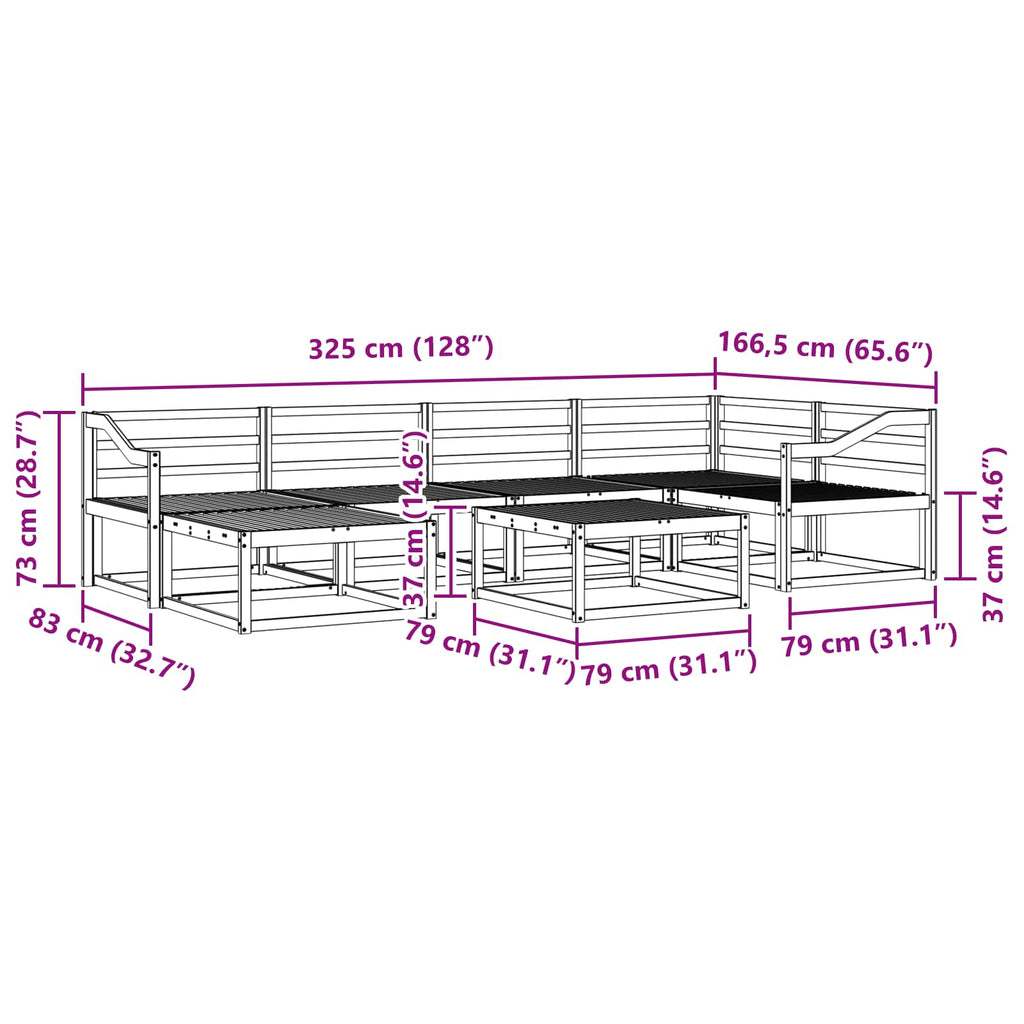Outdoor-Sofagarnitur 7 pcs Weiß Massivholz Akazie