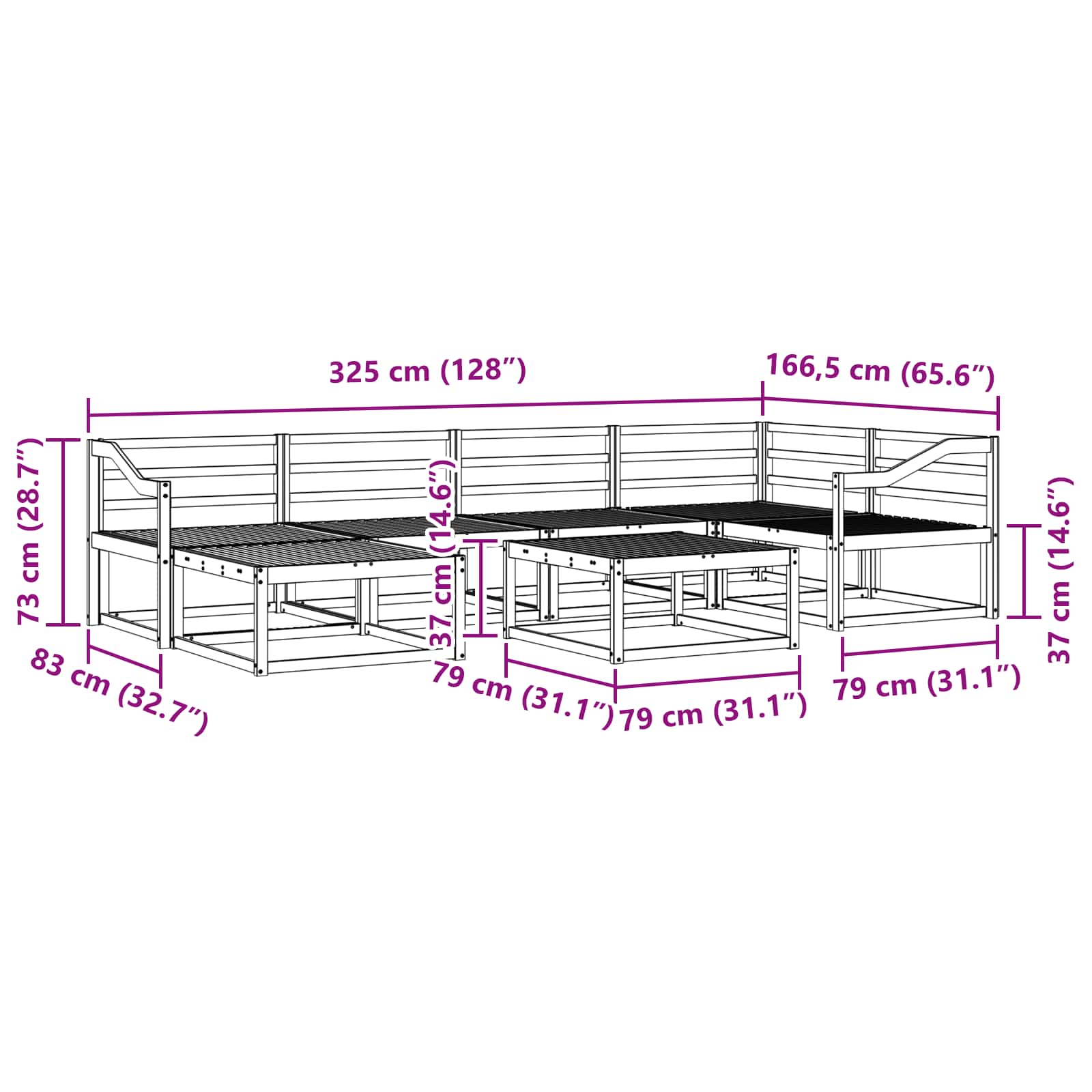 Outdoor-Sofagarnitur 7 pcs Weiß Massivholz Akazie