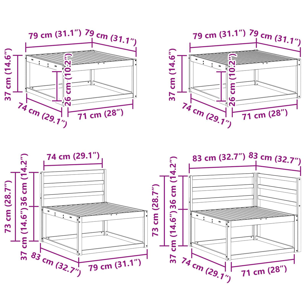 Outdoor-Sofagarnitur 7 pcs Weiß Massivholz Akazie