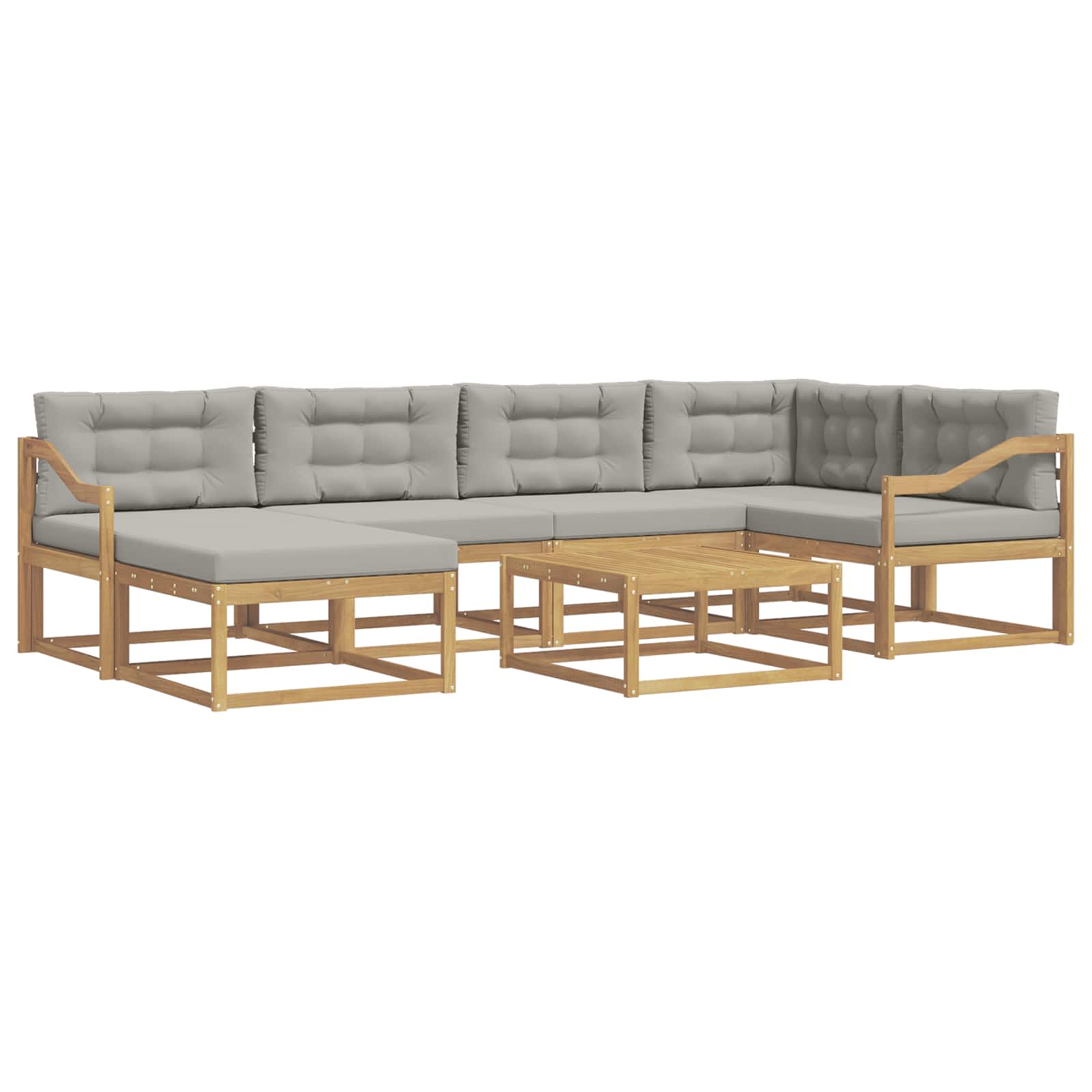 Outdoor-Sofagarnitur 7 pcs Weiß und Hellgrau
