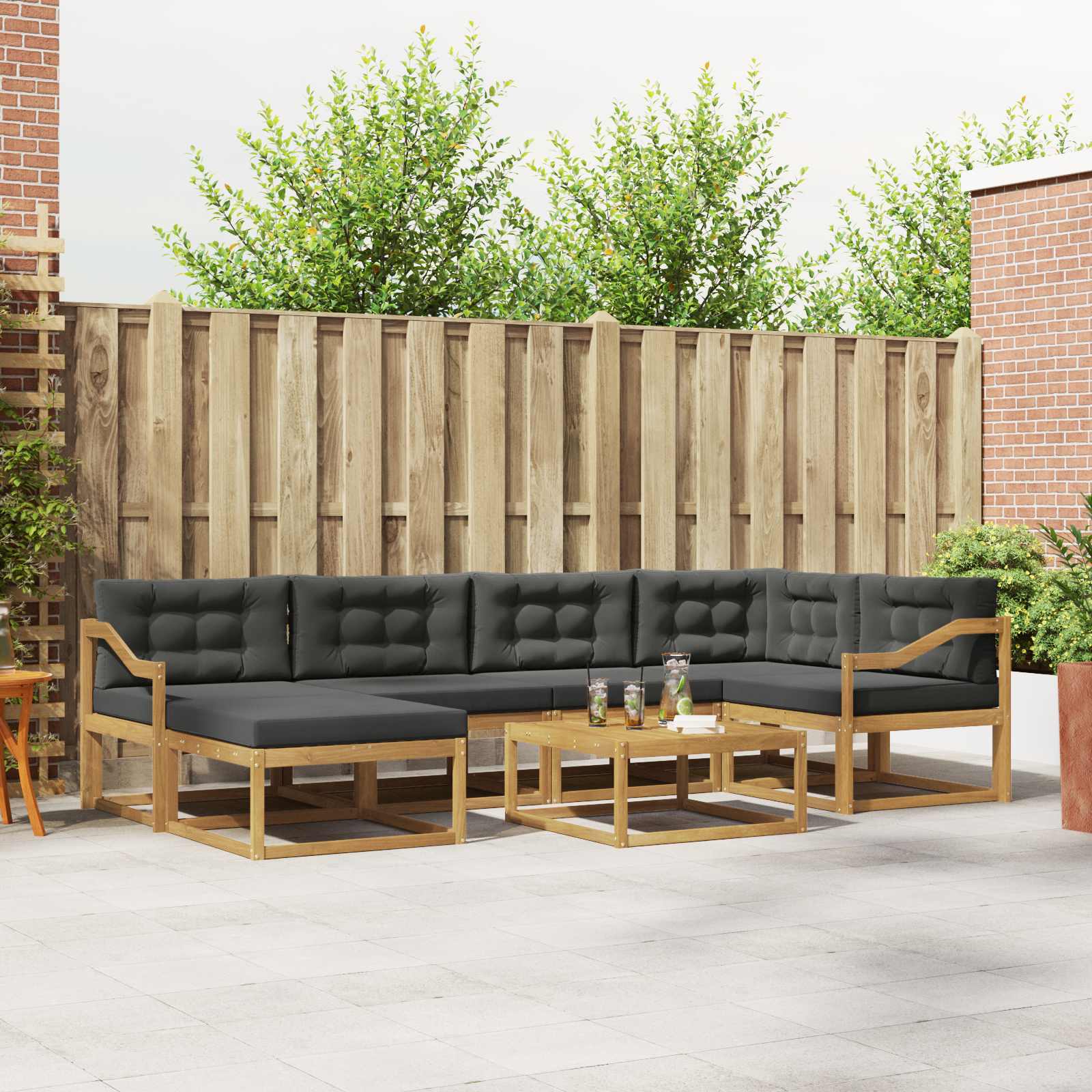 Outdoor-Sofagarnitur 7 pcs Weiß und Anthrazit